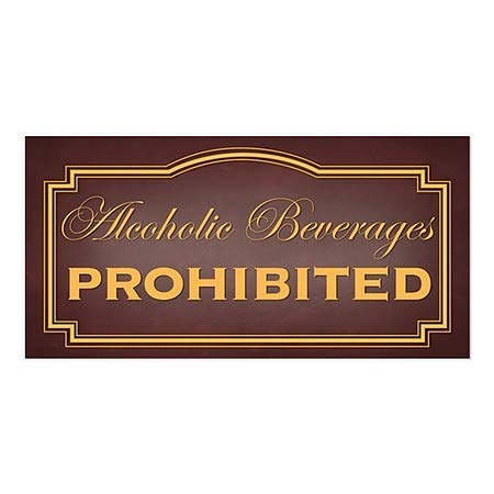 Cgsignlab | משקאות אלכוהוליים אסורים -חלון חום קלאסי נצמד בחלון | 24 x12